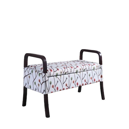 Back2Basics Cherry Blossom Storage Bench-Red/Brown Cherry Blossom design on White-37.5 Lx14.5 Wx5.5 H in. BA3116126